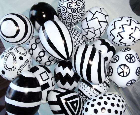 Black And White Painted Easter Eggs Idea