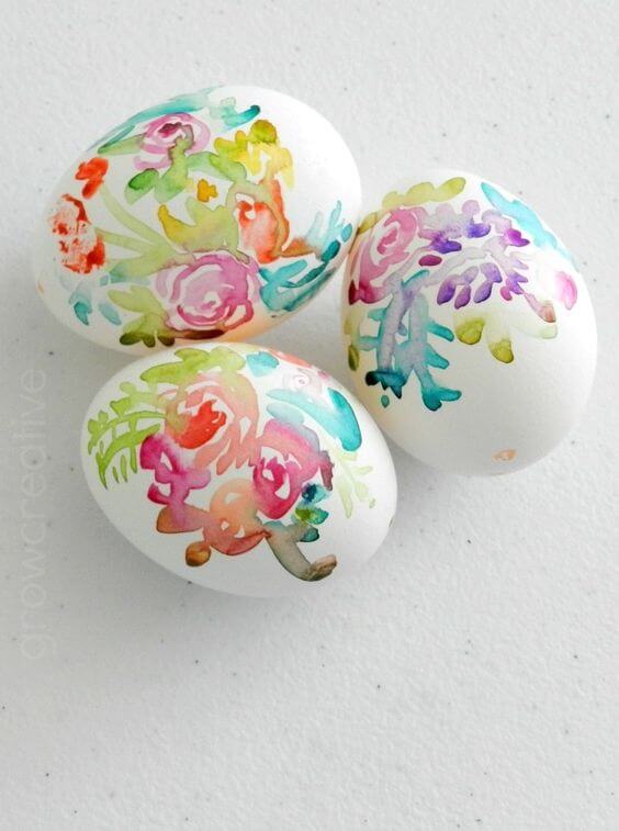 Watercolor Flower Easter Eggs