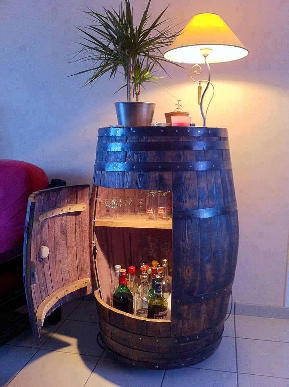 DIY Wine Barrel Bar
