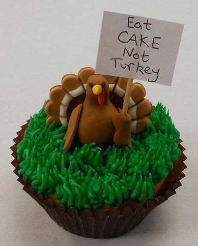 Turkey Protesting Thanksgiving Cupcake